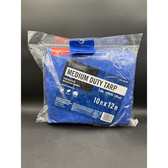 Everbilt 10 ft. x 12 ft. Blue Medium Duty Tarp – Brand New, Never Used - Picture 6 of 8